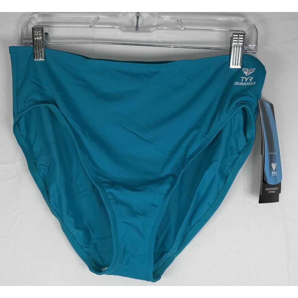NWT Women's TYR Fitness Hi-Waist Bikini Bottom‎ Swim Suit Solid Seafoam Size 18
